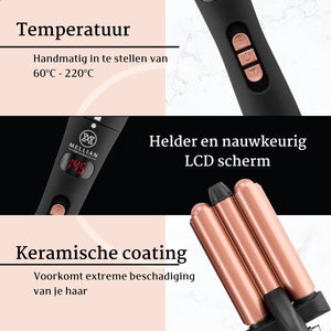 GLAMR Wafeltang & Krultang met 3 opzetstukken
