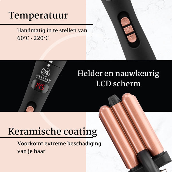 GLAMR Wafeltang & Krultang met 3 opzetstukken