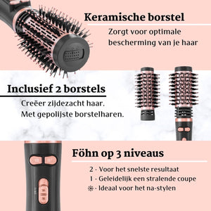 MagiBlow Roterende Fohnborstel - Stijlborstel - Krulborstel met 2 opzetstukken